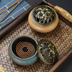 Copper Lid Ceramic Incense Burner Buddha with Antique Alloy Wire Incense Burner | Atheel Oman