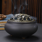 Copper Lid Ceramic Incense Burner Buddha with Antique Alloy Wire Incense Burner | Atheel Oman