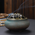 Copper Lid Ceramic Incense Burner Buddha with Antique Alloy Wire Incense Burner | Atheel Oman